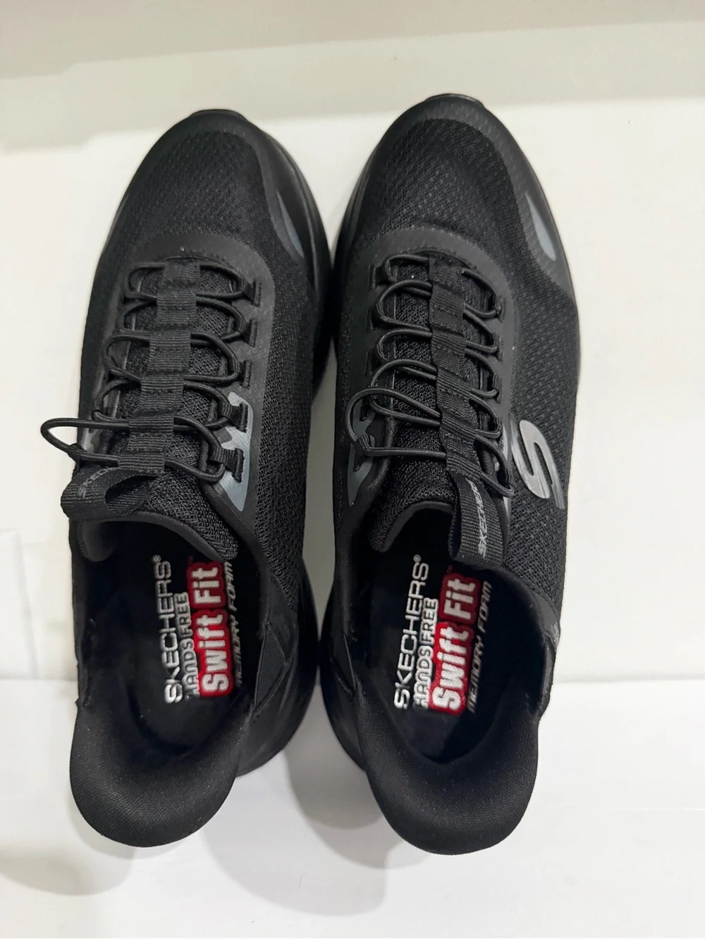 Skechers Men's Black Mesh Athletic Slip-On Sneaker with Gray Logo